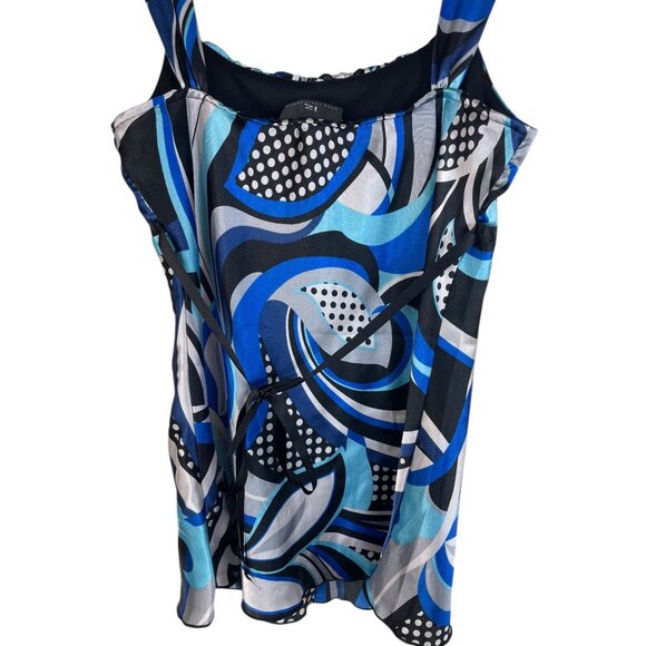 Y2K Black & Blue Abstract Sweetheart Milkmaid Sleeveless Top - Picture 9 of 12